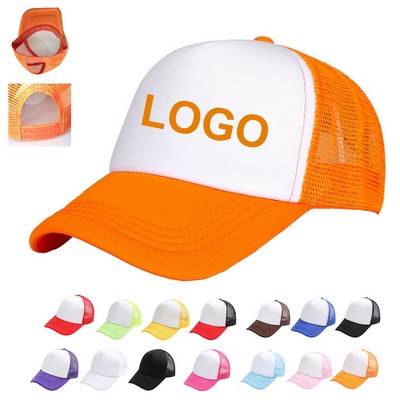 Kids Custom Two Tone Polyester Mesh Snapback Foam Trucker Hat