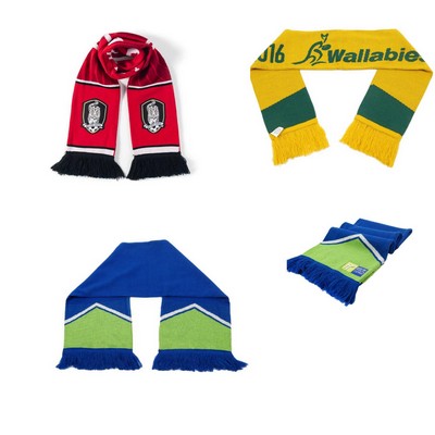 Striped Knit Scarf with Fringe