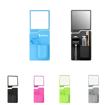 Silicone Shower Mirror With Toothbrush Holder