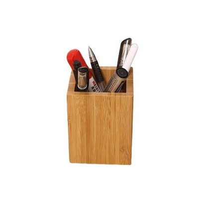 Desktop Bamboo And Wood Pen Holder