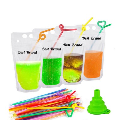 Custom Disposable Drink Pouches With Straw(100Pcs)