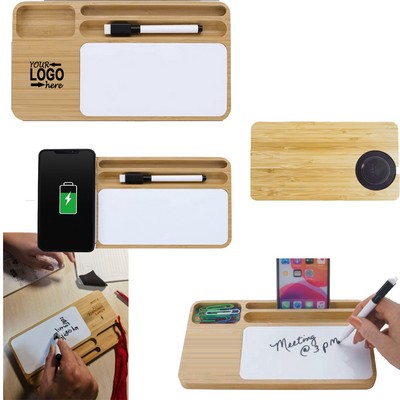 Bamboo 10w Wireless Charging Desk With Writing Pad
