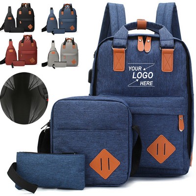 3-in-1 Business Laptop Backpack Set with USB Charging Port