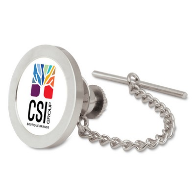 Silver Tie Tack/Lapel Pin W/ Color Medallion