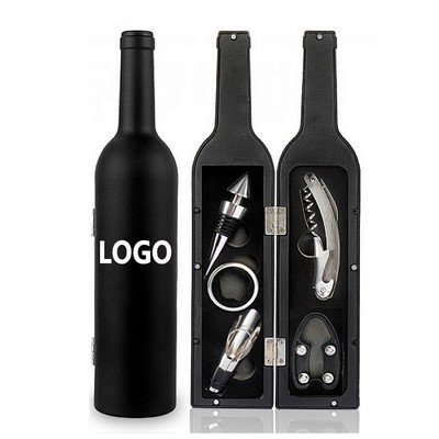 5 Piece Wine Opener Set Corkscrew Accessories Kit w/ Bottle Shape Case