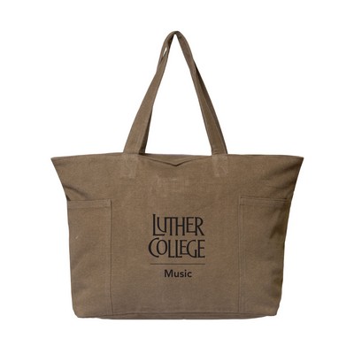 Stone Washed Cotton Tote - 21.6"x13"x5.9"