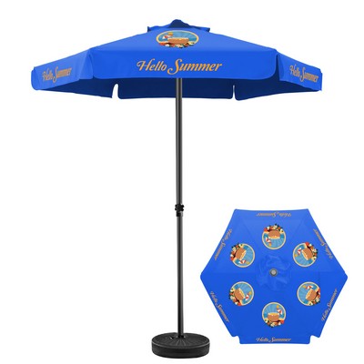 7' Portable Aluminum Market Umbrella With 6 Panels (Full Color)