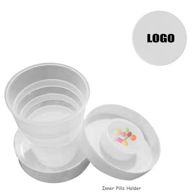 White Plastic Cup With Built In Pill Box