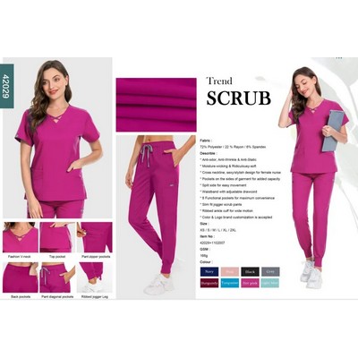 Scrub Top w/Cross Neckline