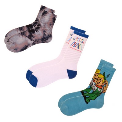 Tru Colour Crew Socks - Full Color DTG Print, Cotton Blend