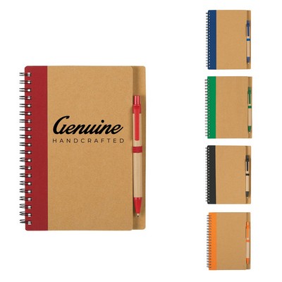 Eco-Inspired Spiral Notebook with Pen