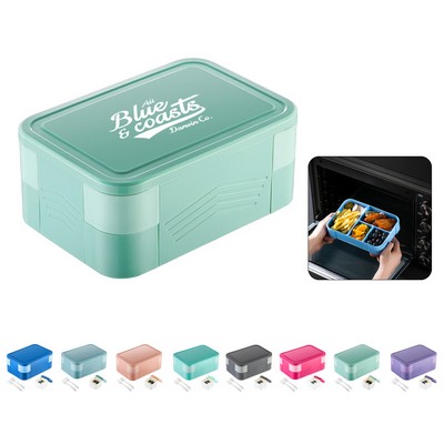 Double Lunch Box with Leakproof Sauce Containers