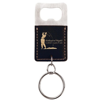 Rectangle Leatherette Bottle Opener Keychain