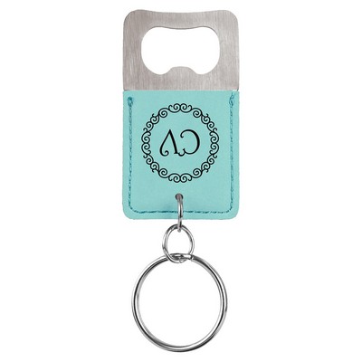 Rectangle Leatherette Bottle Opener Keychain