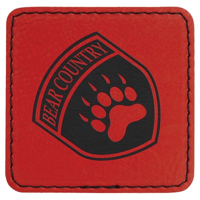 2.5" x 2.5" Red Leatherette Patch with Adhesive