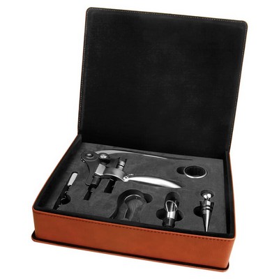 Leatherette 5 Piece Wine Tool Gift Set