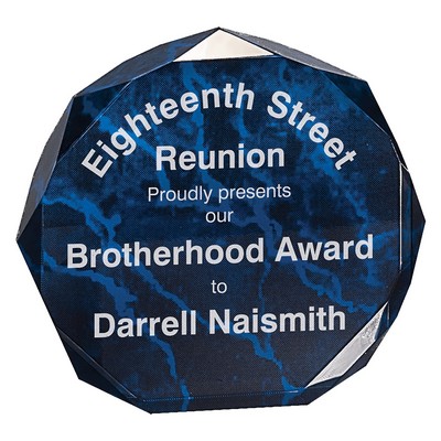 5" Blue Marble Octagon Award Acrylic