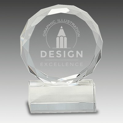 5" Round Facet Crystal on Clear Pedestal Base