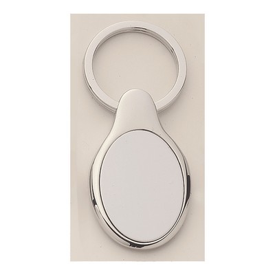 Polished Silver Key Ring w/Matte Silver Engravable Insert