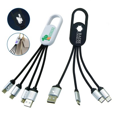 Light Up Logo 3" 1 Multi USB Cable with Keychain