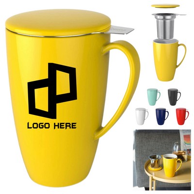 Porcelain Tea Mug W/ Infuser And Lid