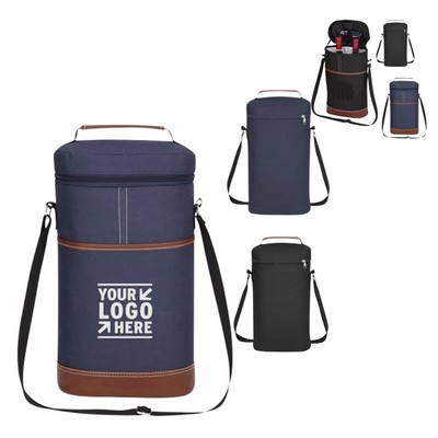 Insulated Double Wine Bottle Cooler Tote Bag