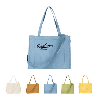 Vintage Corduroy Mini Tote Bag with Short Handle