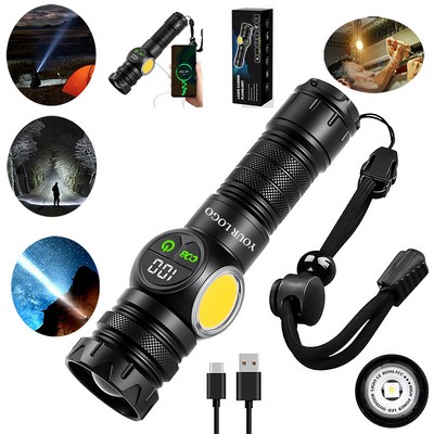 High Lumens Powerful Tail Magnet Long Range Cob Telescopic Zoom Usb Rechargeable Tactical Flashlight