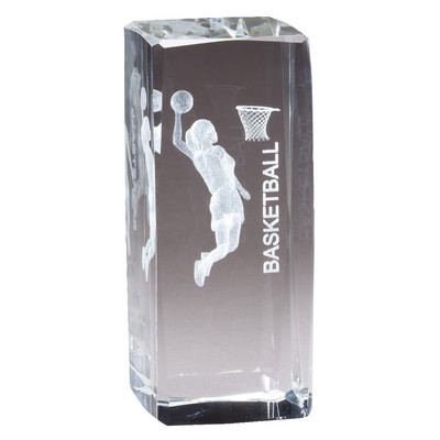 Female Laser Engraved Basketball Crystal Figure Award (4 1/2"x 2")