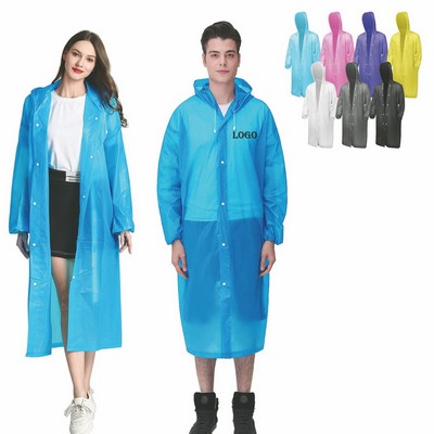 Transparent Reusable Poncho with Hood and Drawstring
