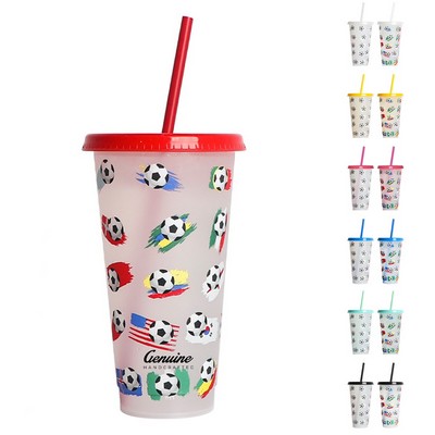 24Oz Changing Reusable Cup with Lid and Straw