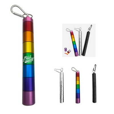 Portable Aluminum Alloy Pill Box with Keychain