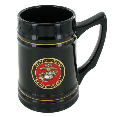 Black Ceramic Tankard Mug with 2" Marine Corps Insert