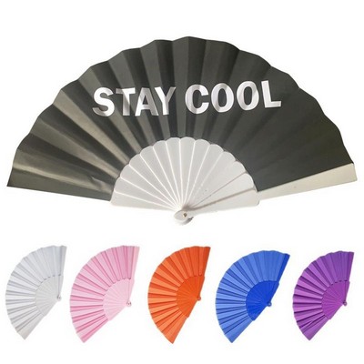 9" Plastic Fabric Folding Fan