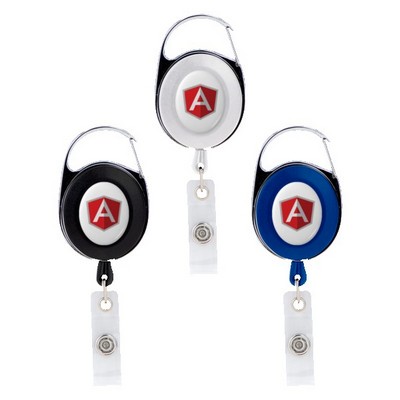 Oval Metal Retractable Badge Reel with Carabiner