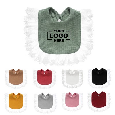 Baby Lace-Trimmed Drool Bib Cotton Gauze Burlap Edge Bandana