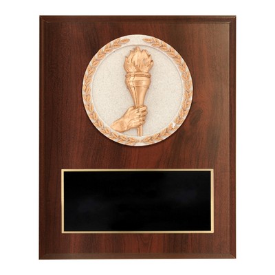 Dark Cherry Finish and Cast Stone Resin Torch Plaque (6"x 8")