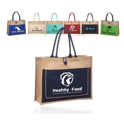 Cotton Pocket Jute Tote Bags (17.75"X13.75")
