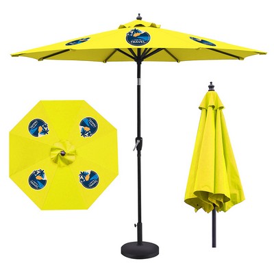9' Full Color Heavy Duty Aluminum Market Umbrella w/Crank Lift & Auto Tilt