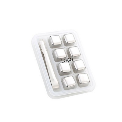 Eight Reusable Stainless Steel Ice Cubes