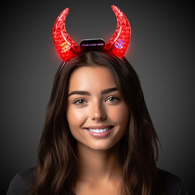 Red Pad Printed Light Up Crystal Devil Horns