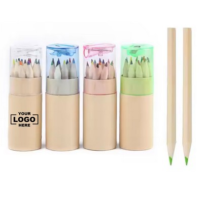 Tubed Mini Colored Pencils Set with Built-in Sharpener