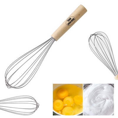 11" Wooden Handle Stainless Manual Whisk
