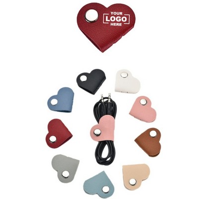 Cute Headphone Case Gifts for Women Girls Leather Heart Cord Organizer