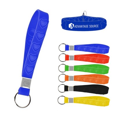 Silicone Heart Bubble Keychain Wristband with Metal Ring