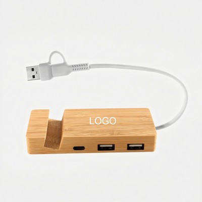 Bamboo USB HUB Phone Stand