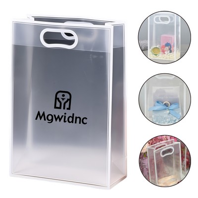 Matte White Gift Bag with Handles - Cosmetic Wedding Favor Tote - Durable Reusable Plastic