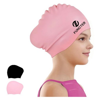 Silicone Long Hair Wear Women Swimming Cap
