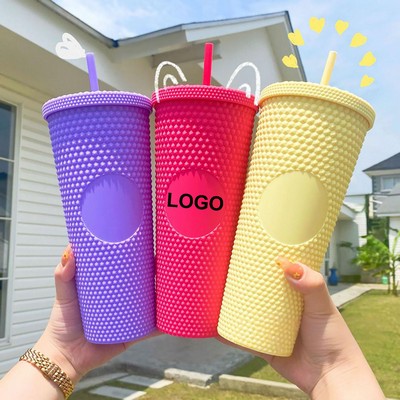 24oz Studded Acrylic Tumblers with Straw
