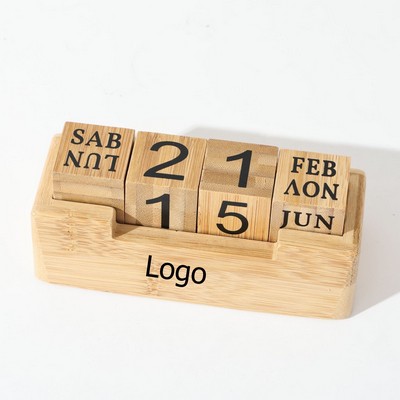 Wooden Perpetual Block Calendar for Desk